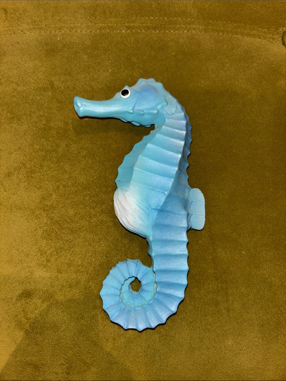 Blue seahorse wall decor ceramic or resin with hole for hanging